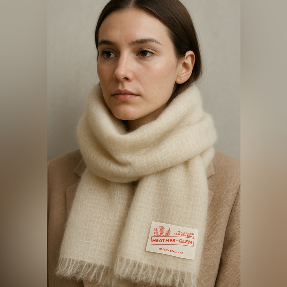 Heather-Glen fluffy scarf made in Scotland